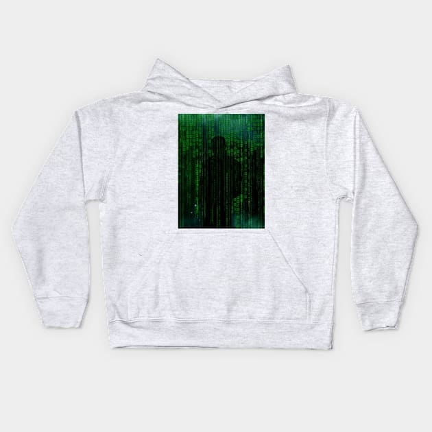 Matrix style binary codes. Kids Hoodie by Drmb